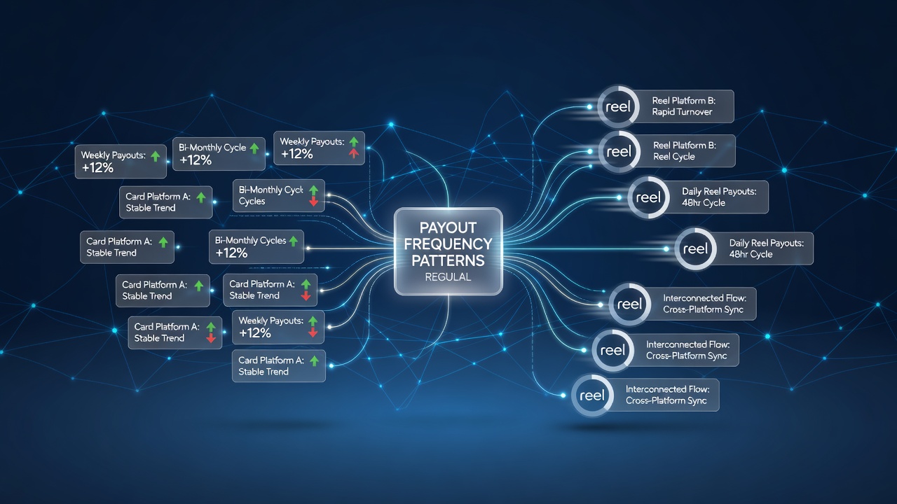 Analytics dashboard illustrating payout frequency trends between digital card tables and reel games