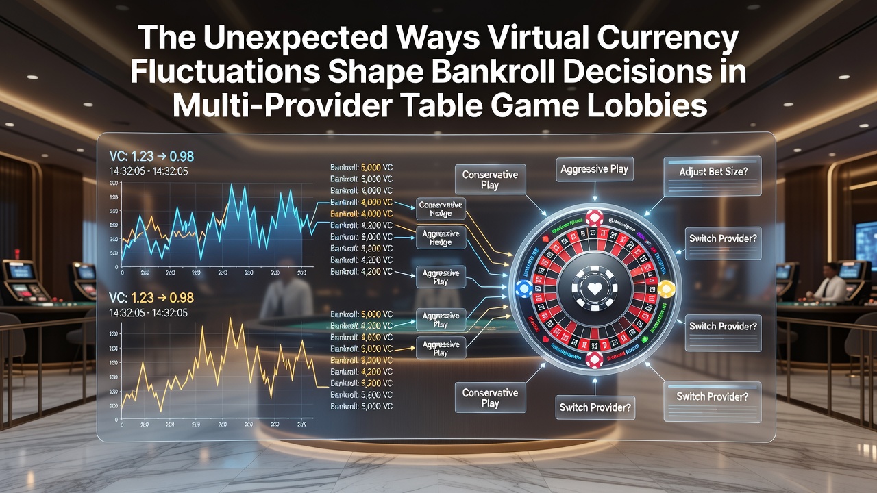 Chart showing virtual currency price swings next to online table game interfaces from multiple providers